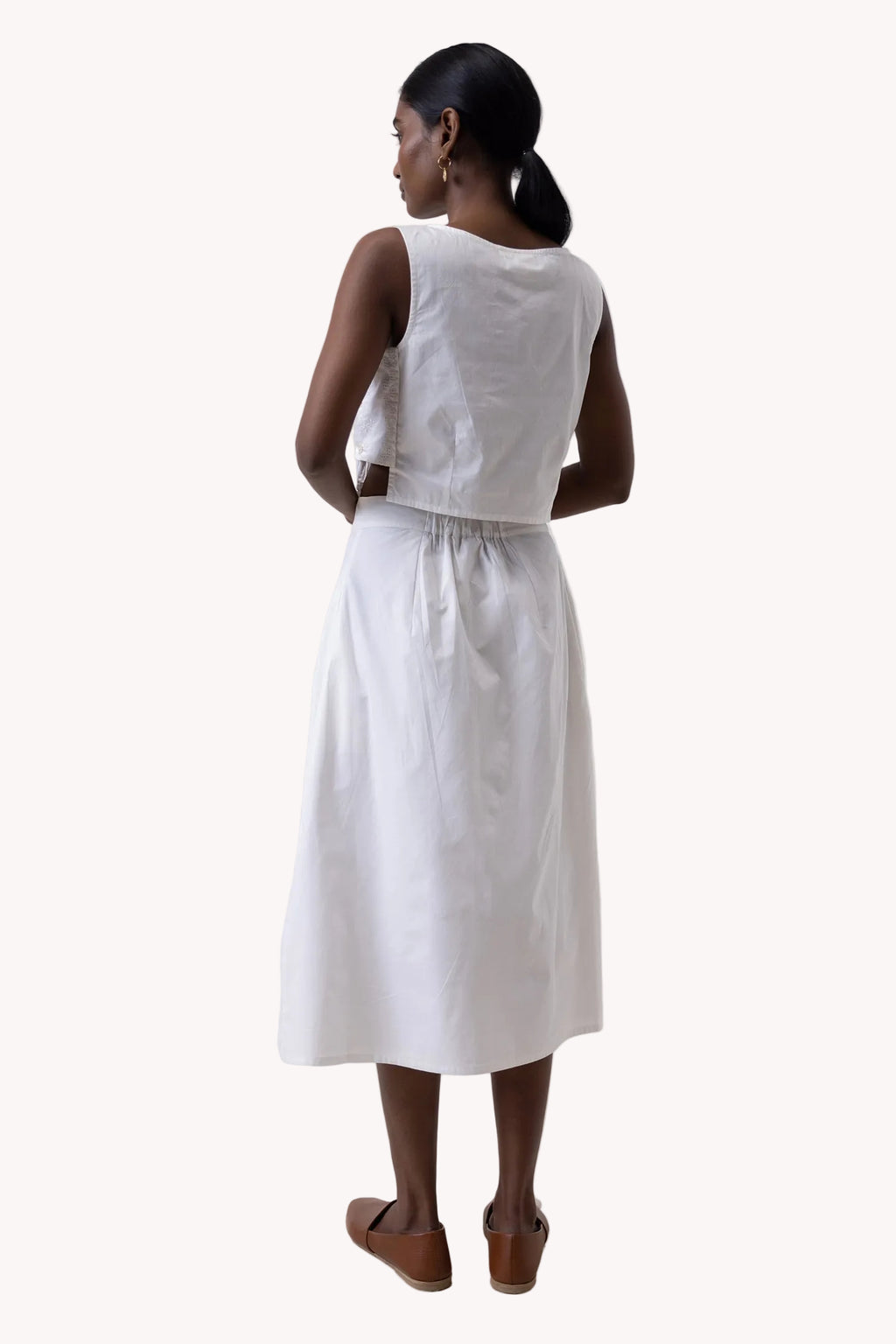 Overlap Midi Skirt in White