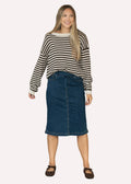 Sandra Dark Wash Denim Midi Skirt