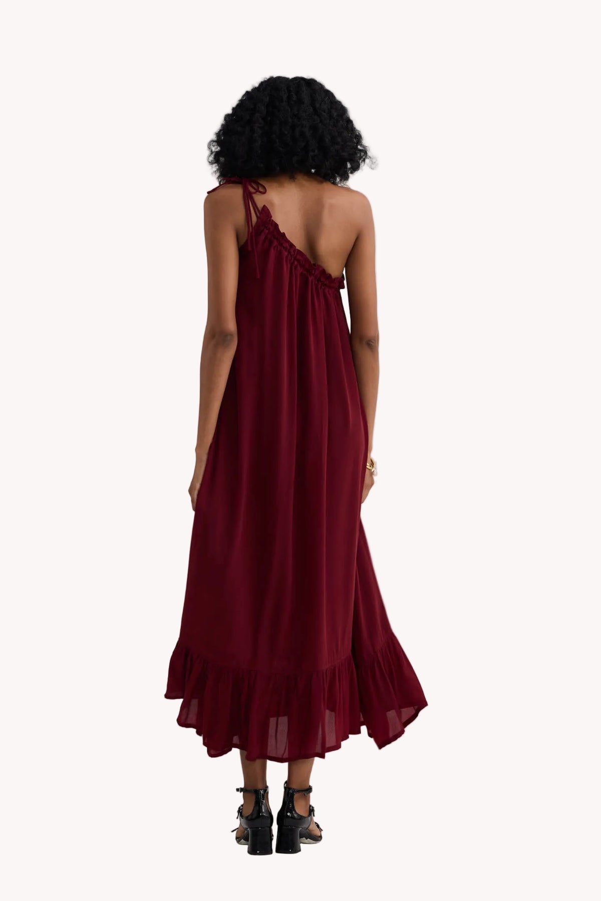 One-shoulder Maxi dress in Burgundy