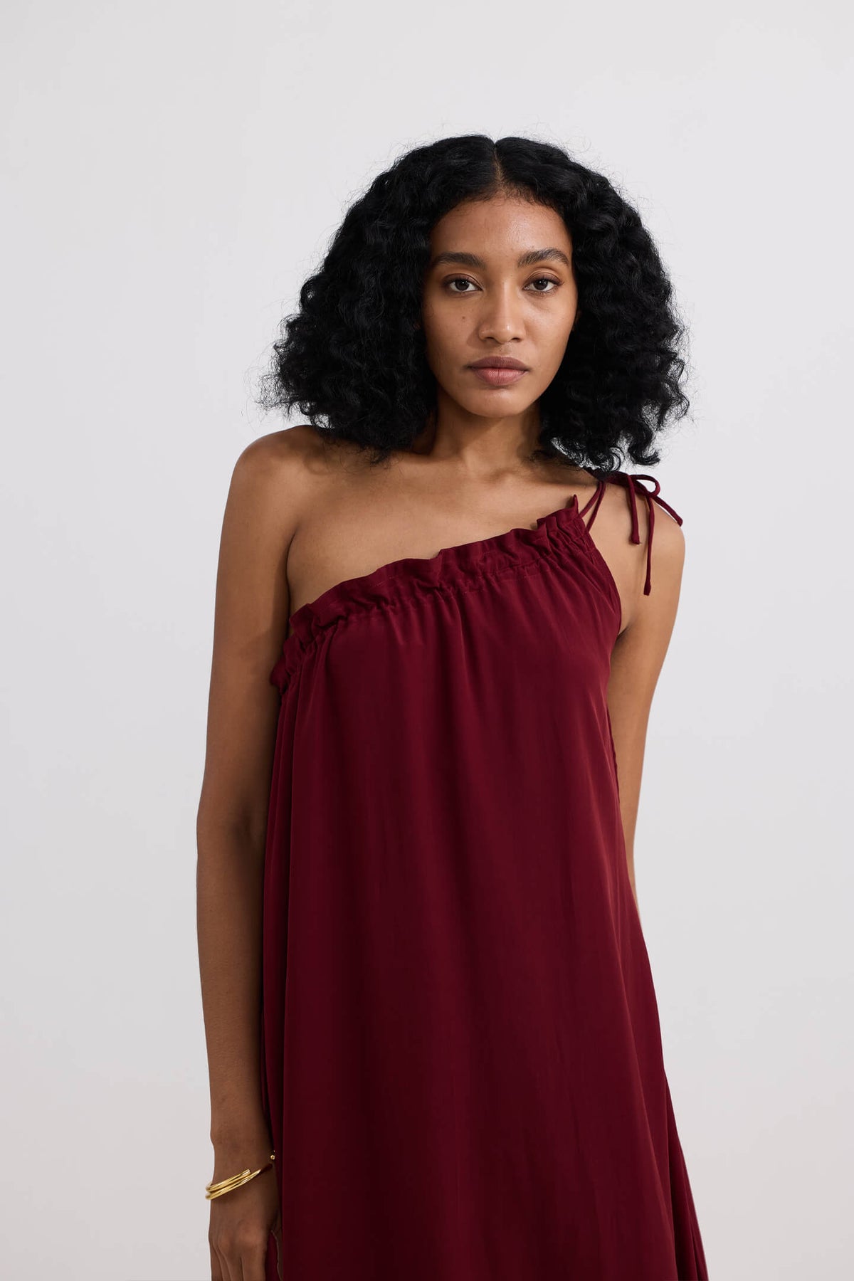 One-shoulder Maxi dress in Burgundy