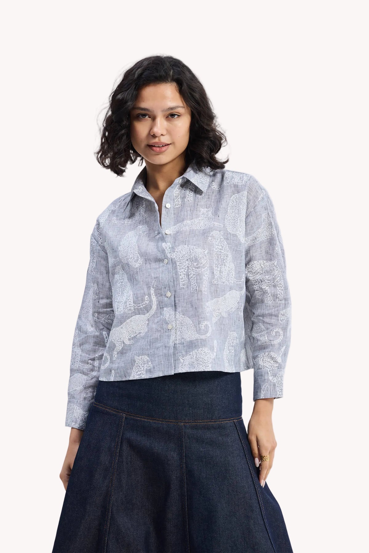 Oversized Boxy-fit Shirt in Animal Print