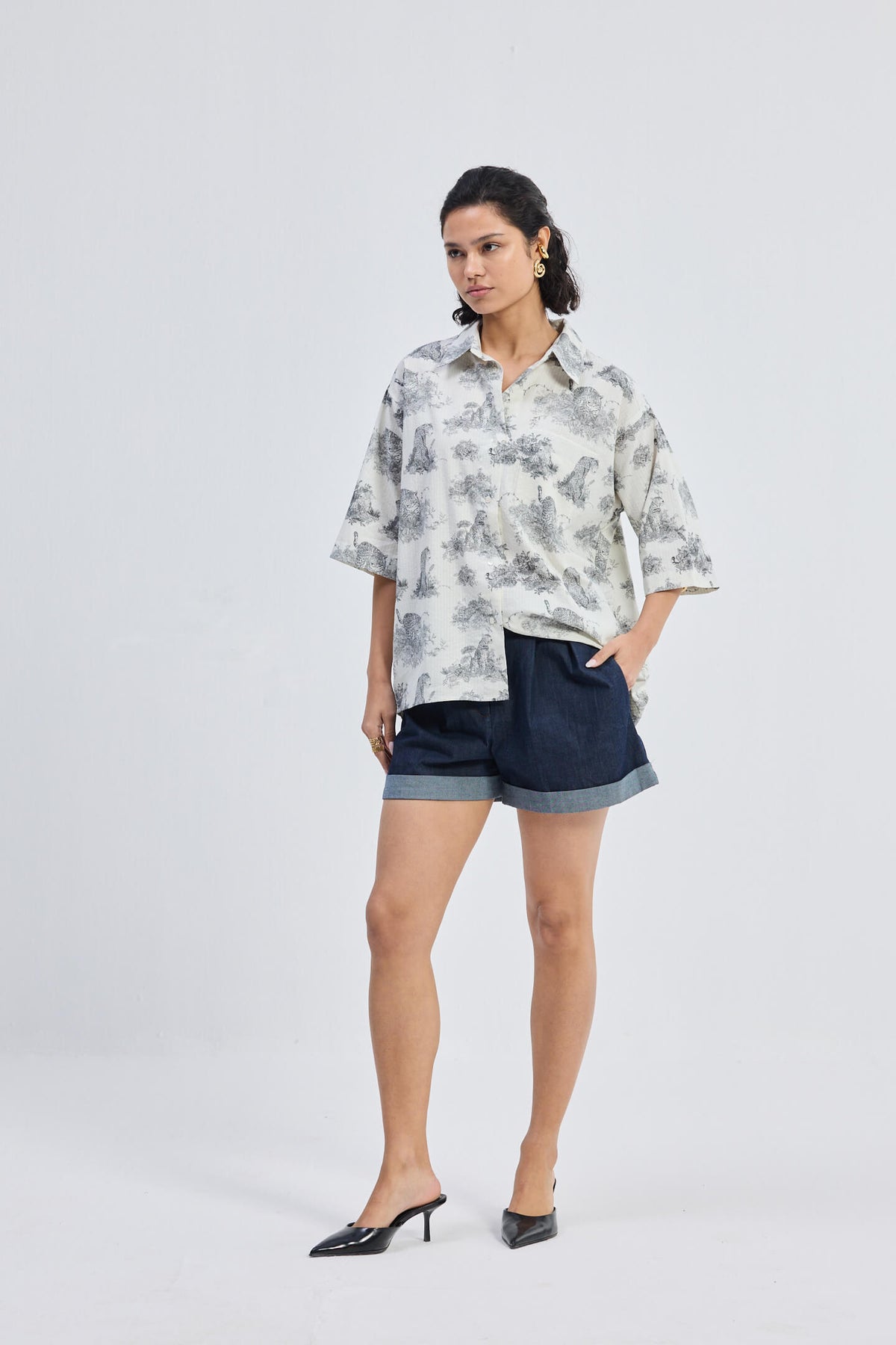 Oversized High-Low Shirt in Animal print