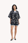 Oversized Shirt with Front-ties in Animal Print