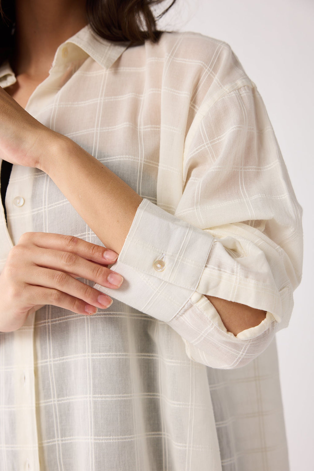 Oversized Shirt in Textured Checks