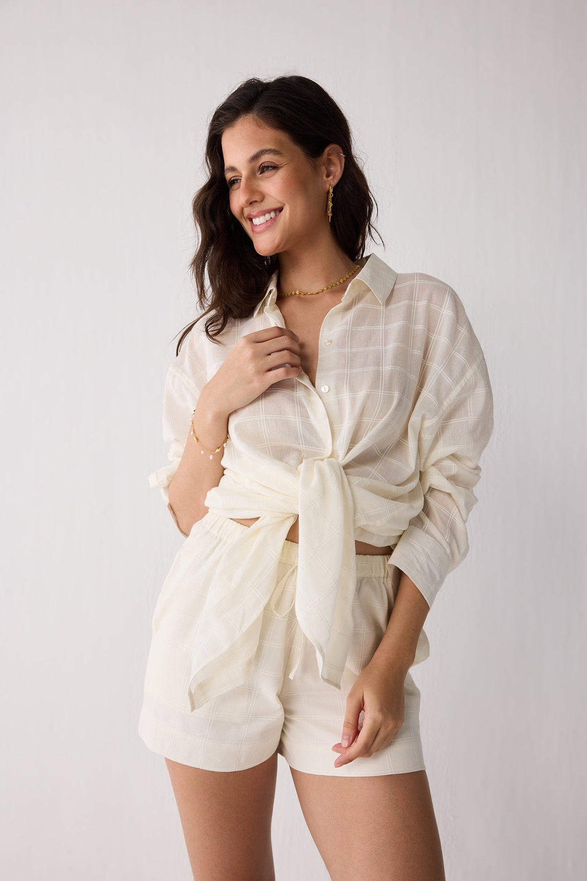 Oversized Shirt in Textured Checks