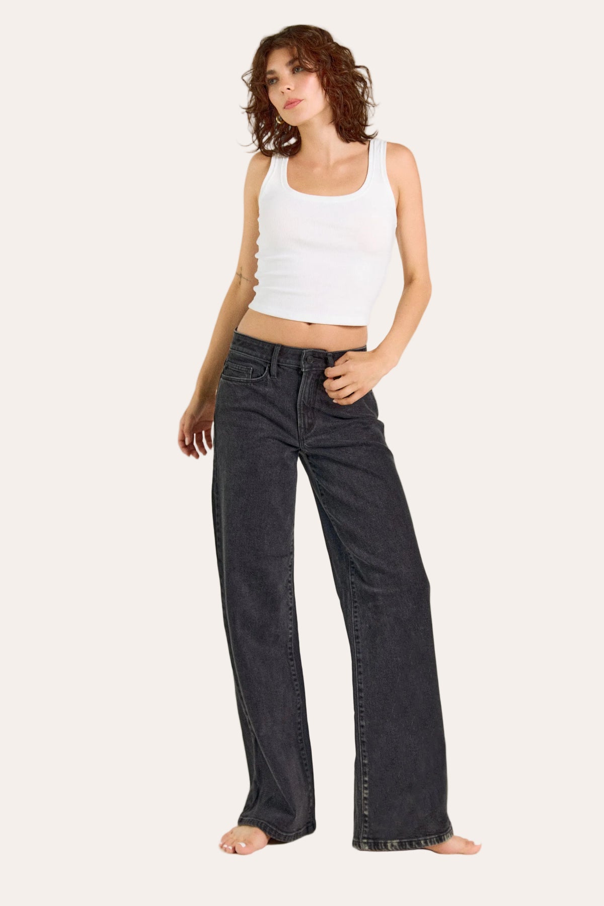 The Rebel Wide Leg - Carbon