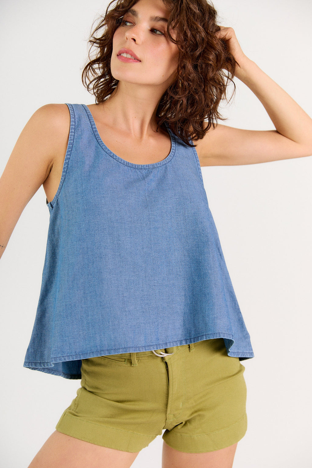 Wabi Sabi Crop Tank - Medium Wash