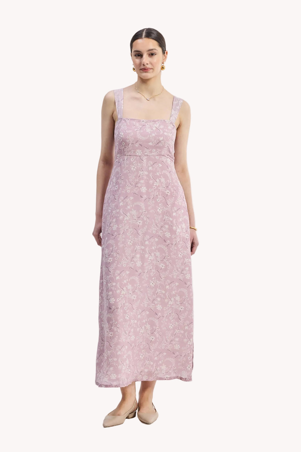 Perfect Floral Maxi with Tapered Straps in Pink