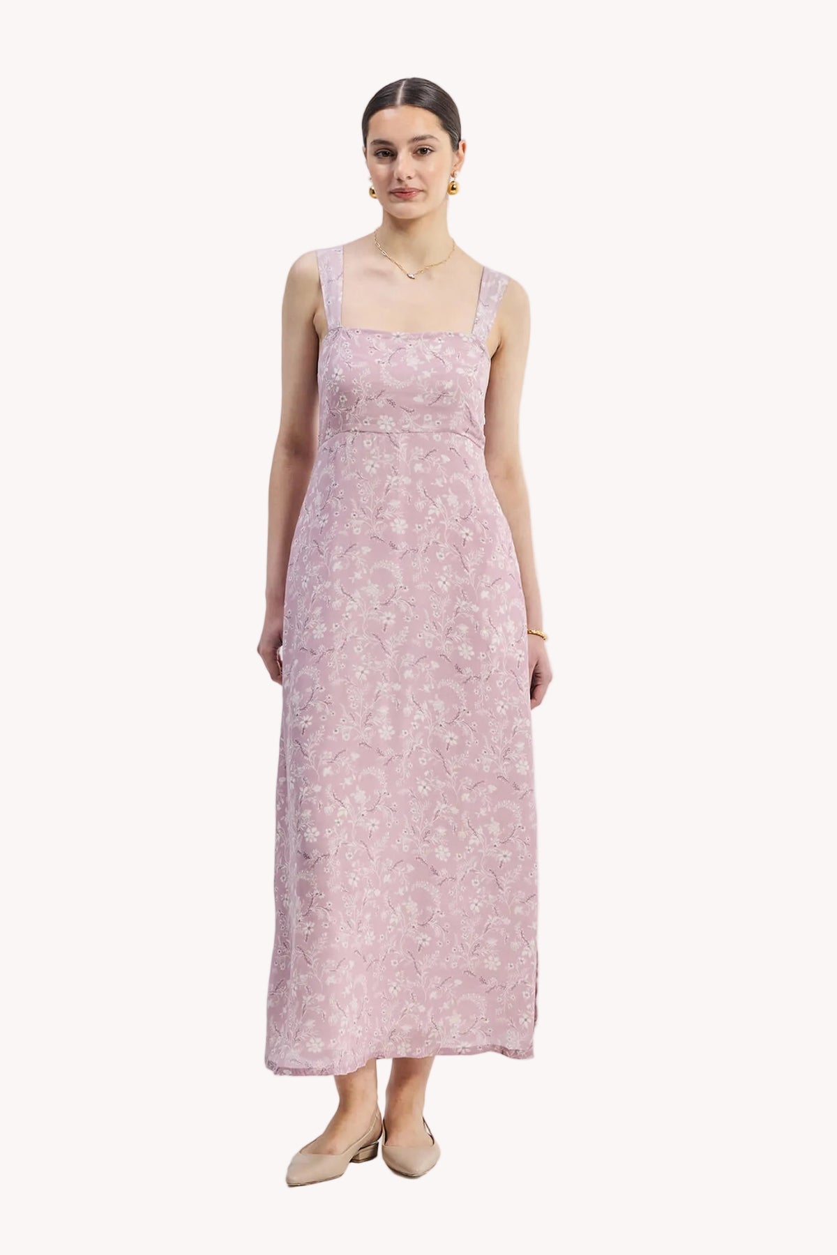 Perfect Floral Maxi with Tapered Straps in Pink