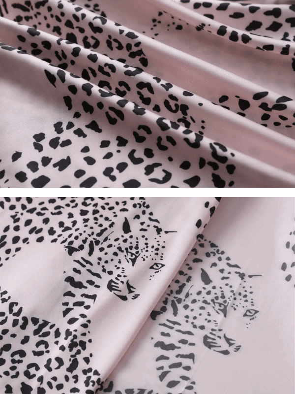 Pink Leopard Kimono Robe