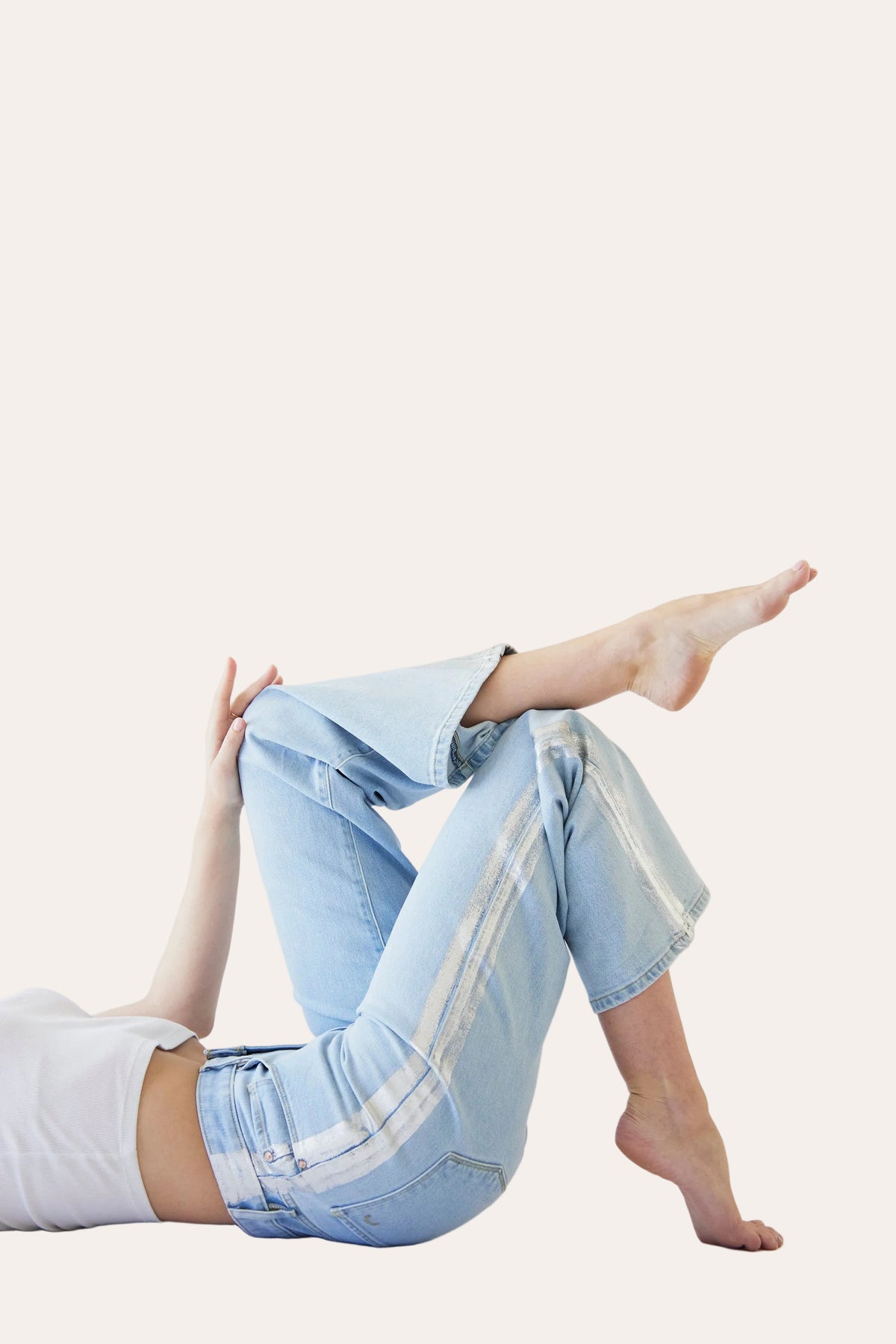 Rebel Wide Leg In Noa Wash w/ Silver Tuxedo Stripe