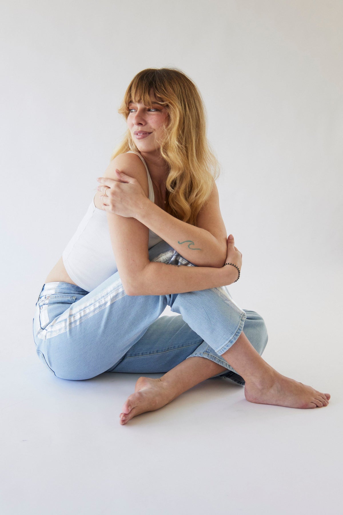 Rebel Wide Leg In Noa Wash w/ Silver Tuxedo Stripe