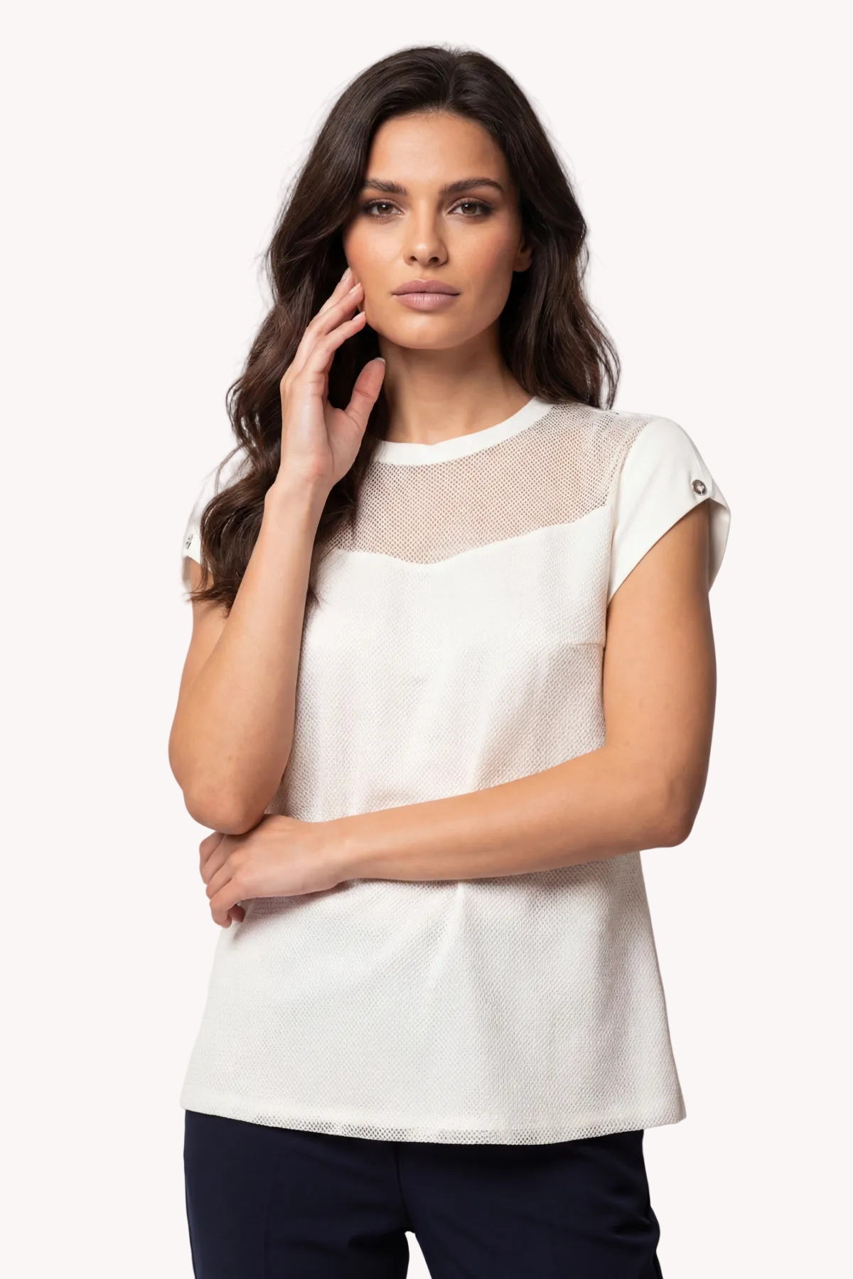 White Short-Sleeve Blouse, Aria