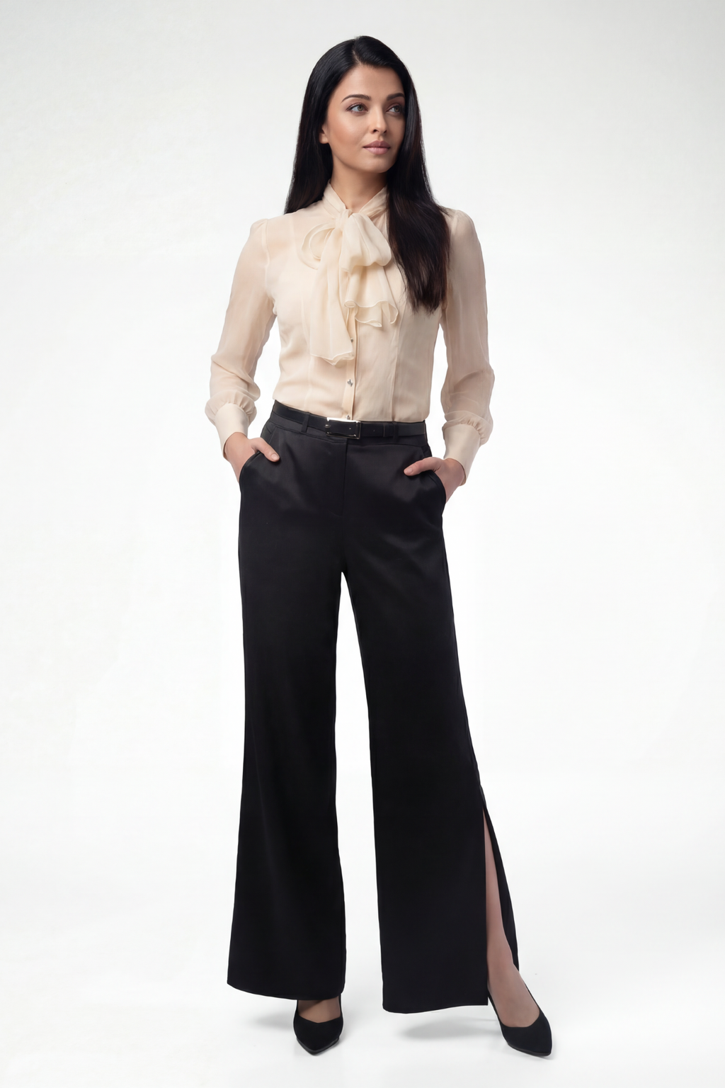 Ivory Silk Bow Tie Blouse, Emilia