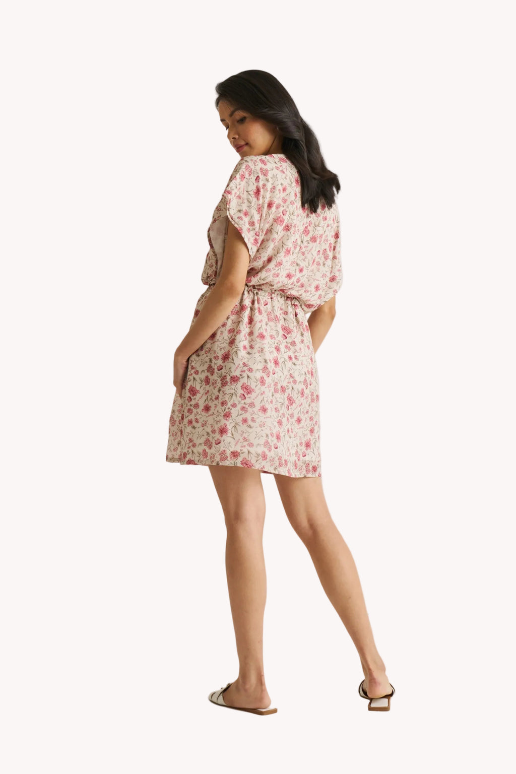 Relaxed Drawstring Floral Dress