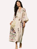 Peacock Beige Kimono Robe
