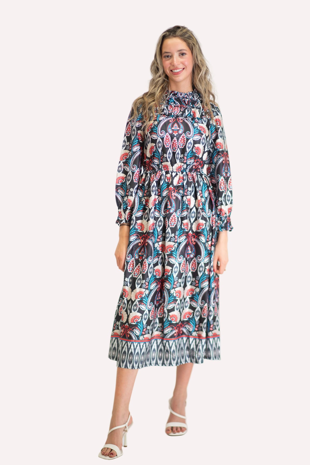 Vintage-Inspired Ruffle Yoke Paisley Dress | Miss Finch NYC