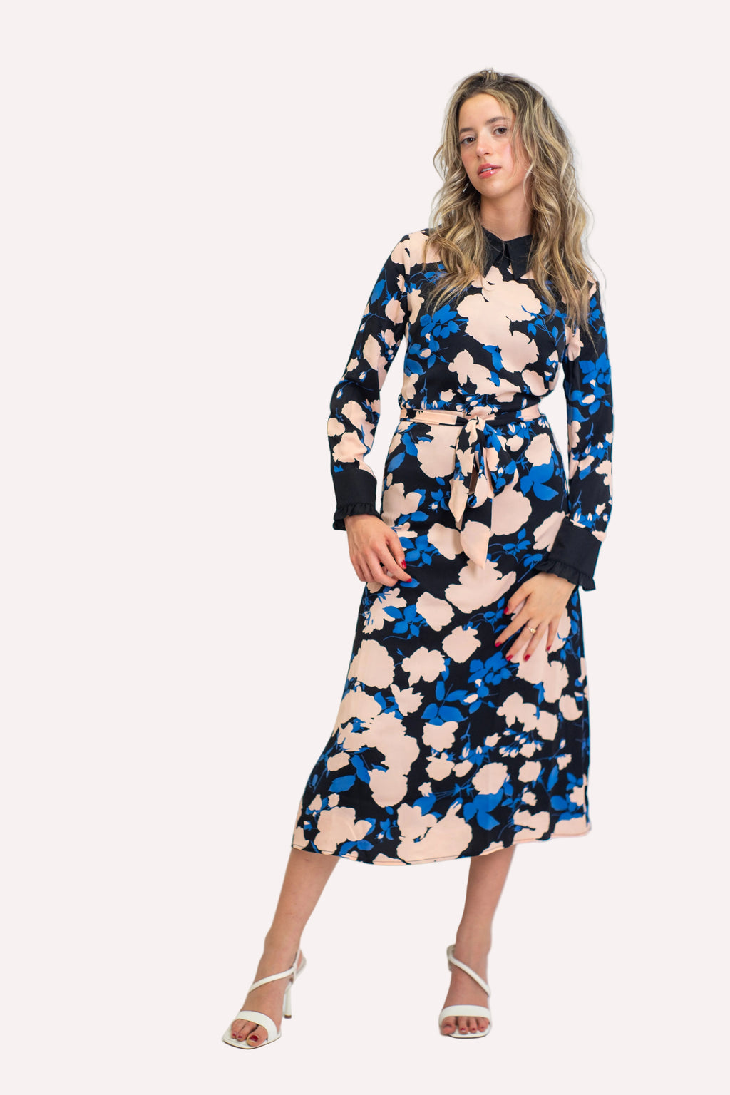 Sapphire Bloom Midi Dress