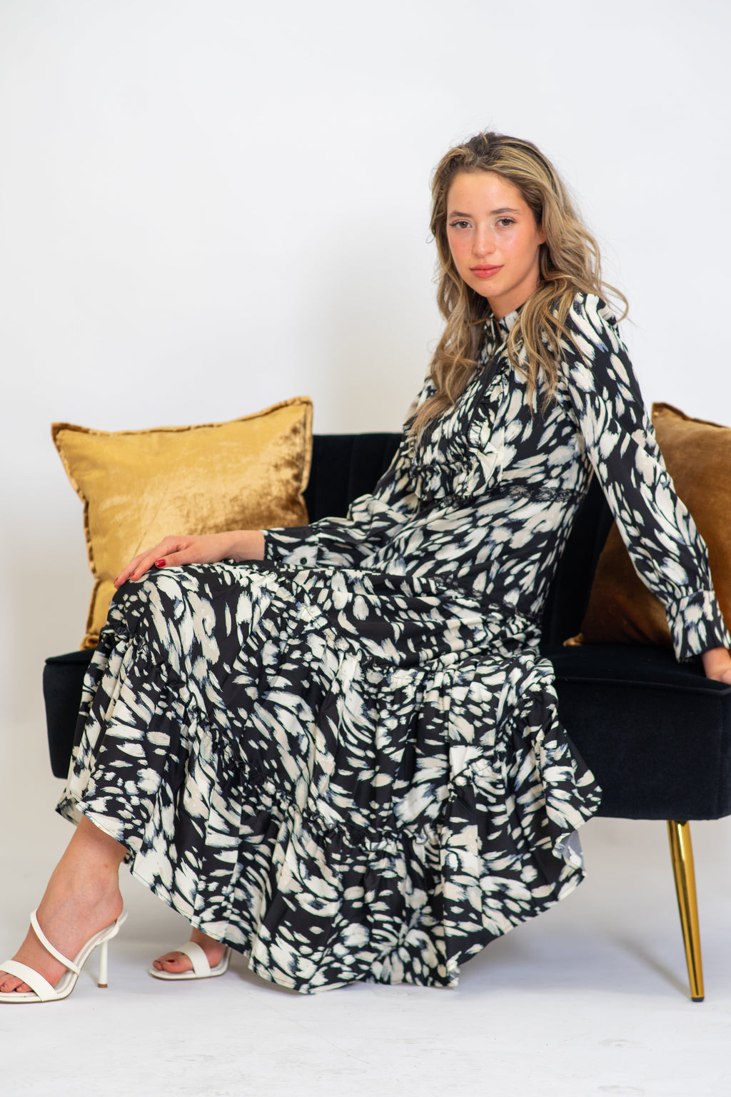 Black Orchid Tiered Skirt Midi Dress