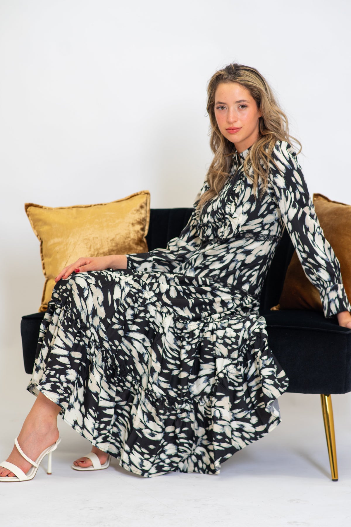 Black Orchid Tiered Skirt Midi Dress