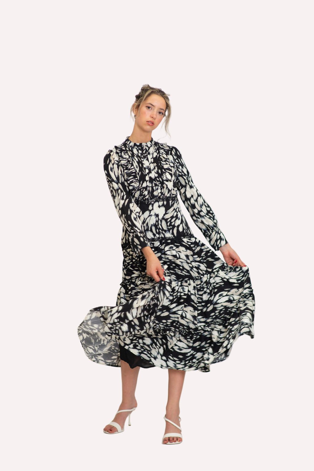 Black Orchid Tiered Skirt Midi Dress
