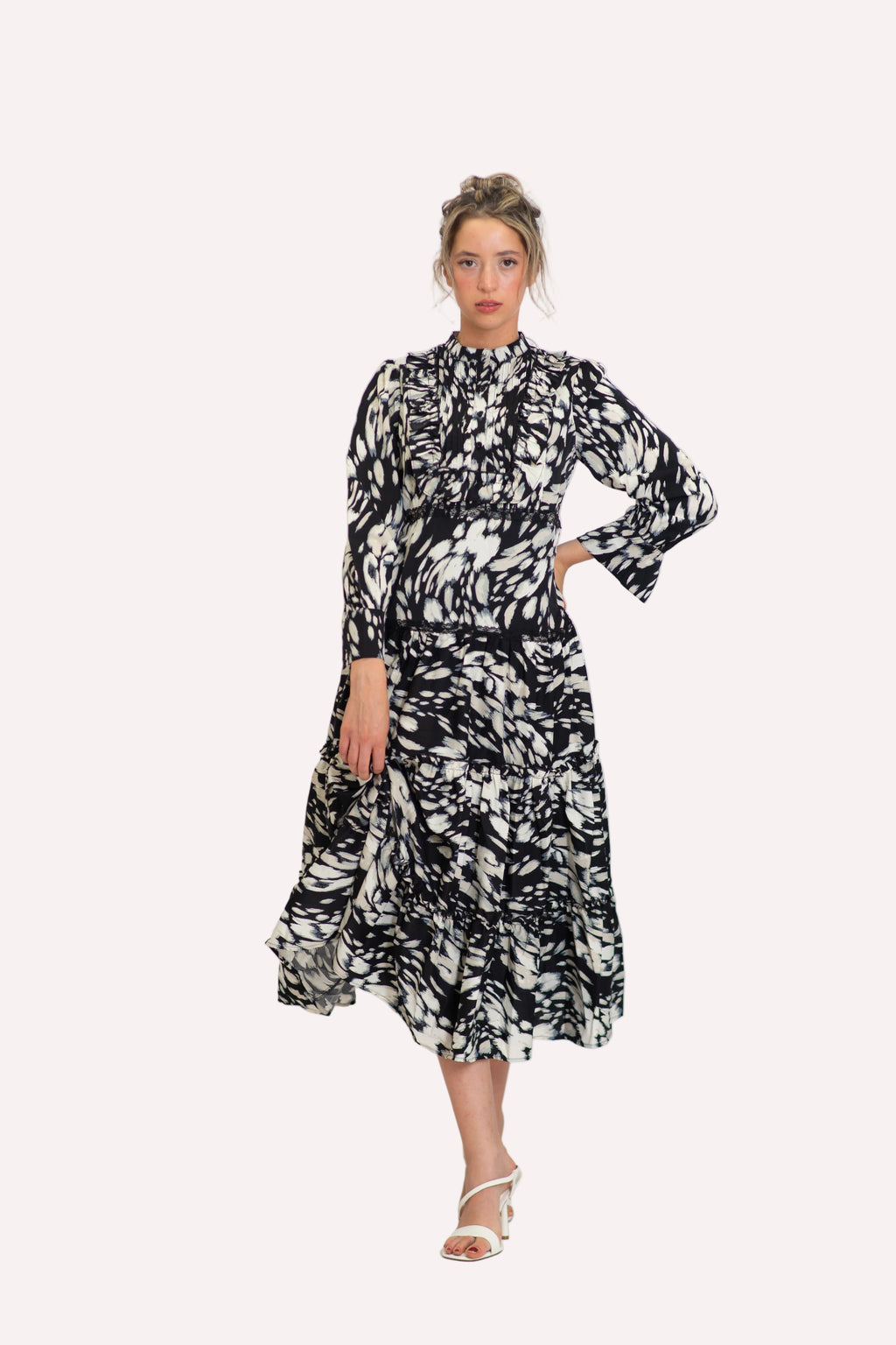 Black Orchid Tiered Skirt Midi Dress