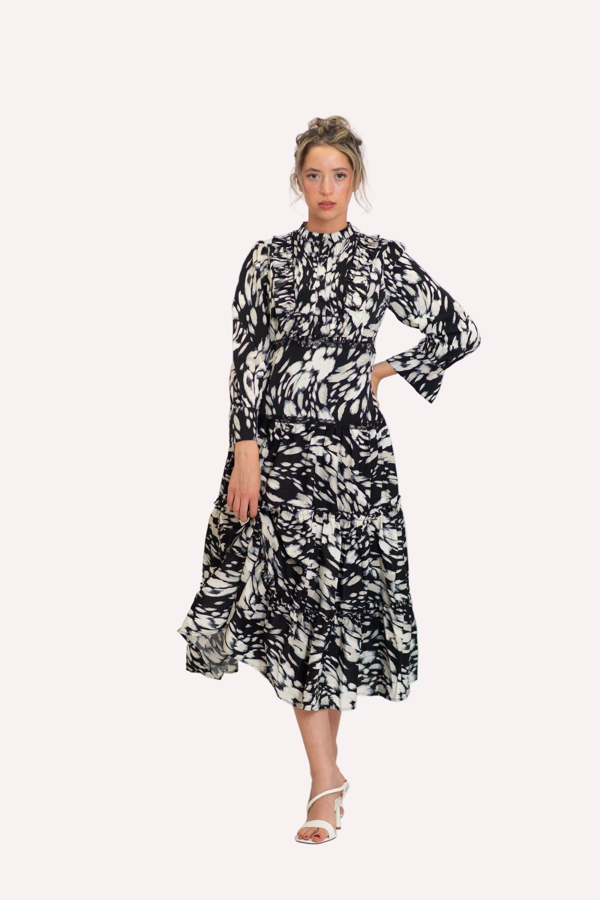 Black Orchid Tiered Skirt Midi Dress