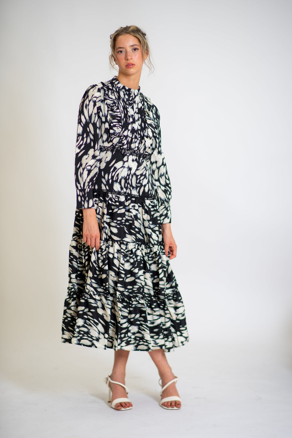 Black Orchid Tiered Skirt Midi Dress
