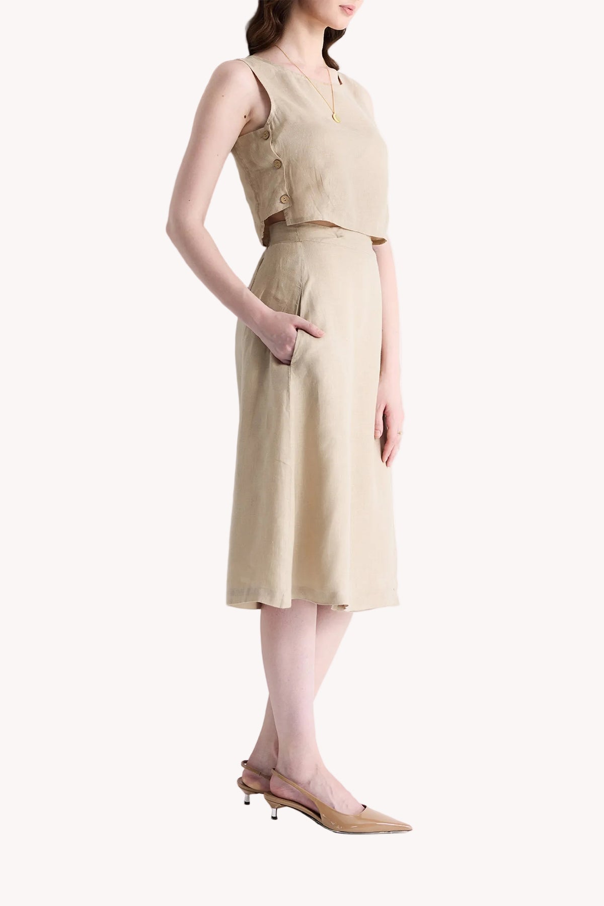 Boxy Crop Top in Neutral Beige