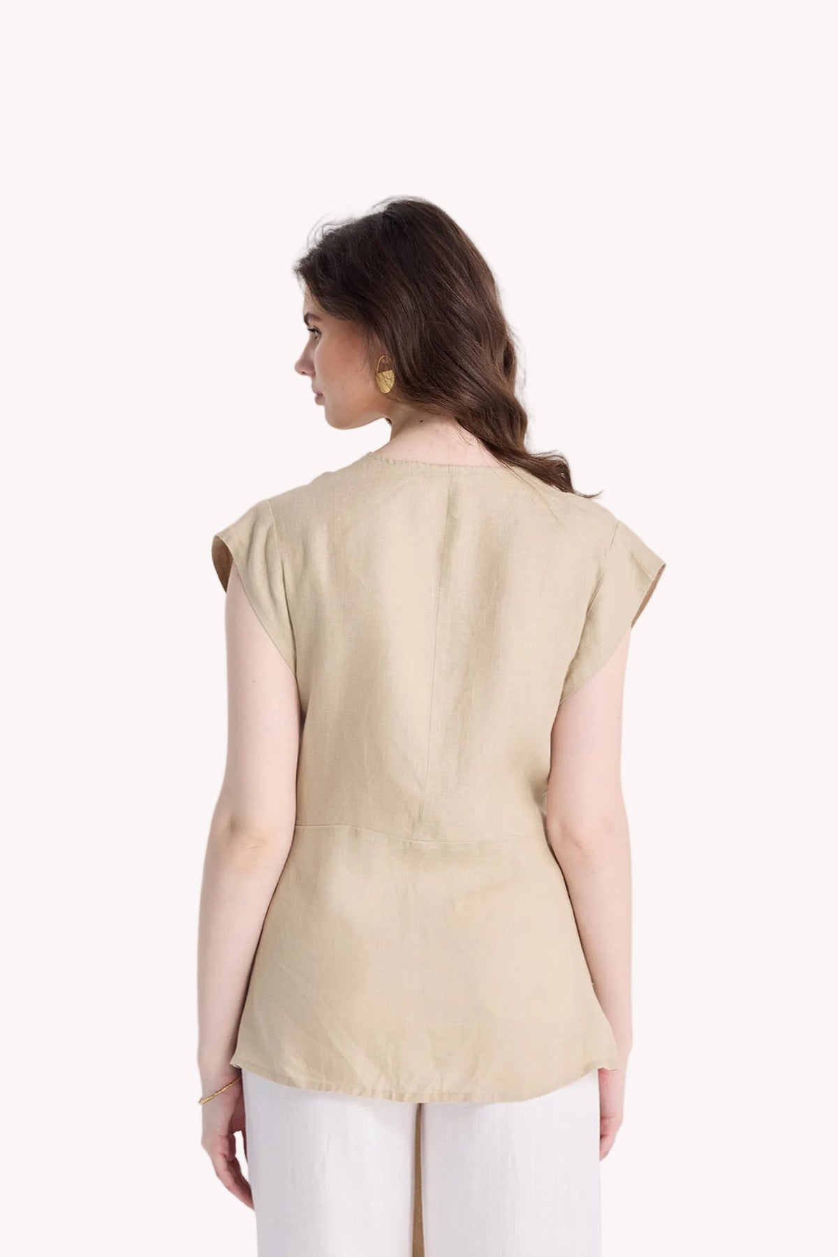 Power Moves Short Sleeve Top in Neutral Beige