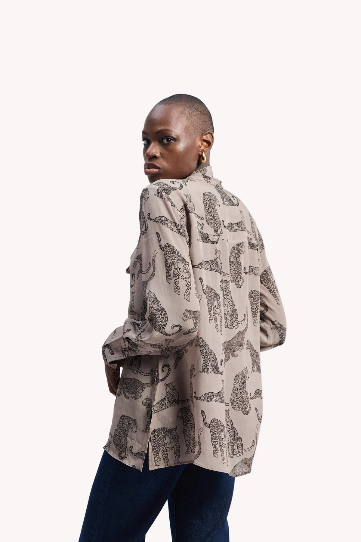 Relaxed-Fit Top with Front-tie in Animal Print