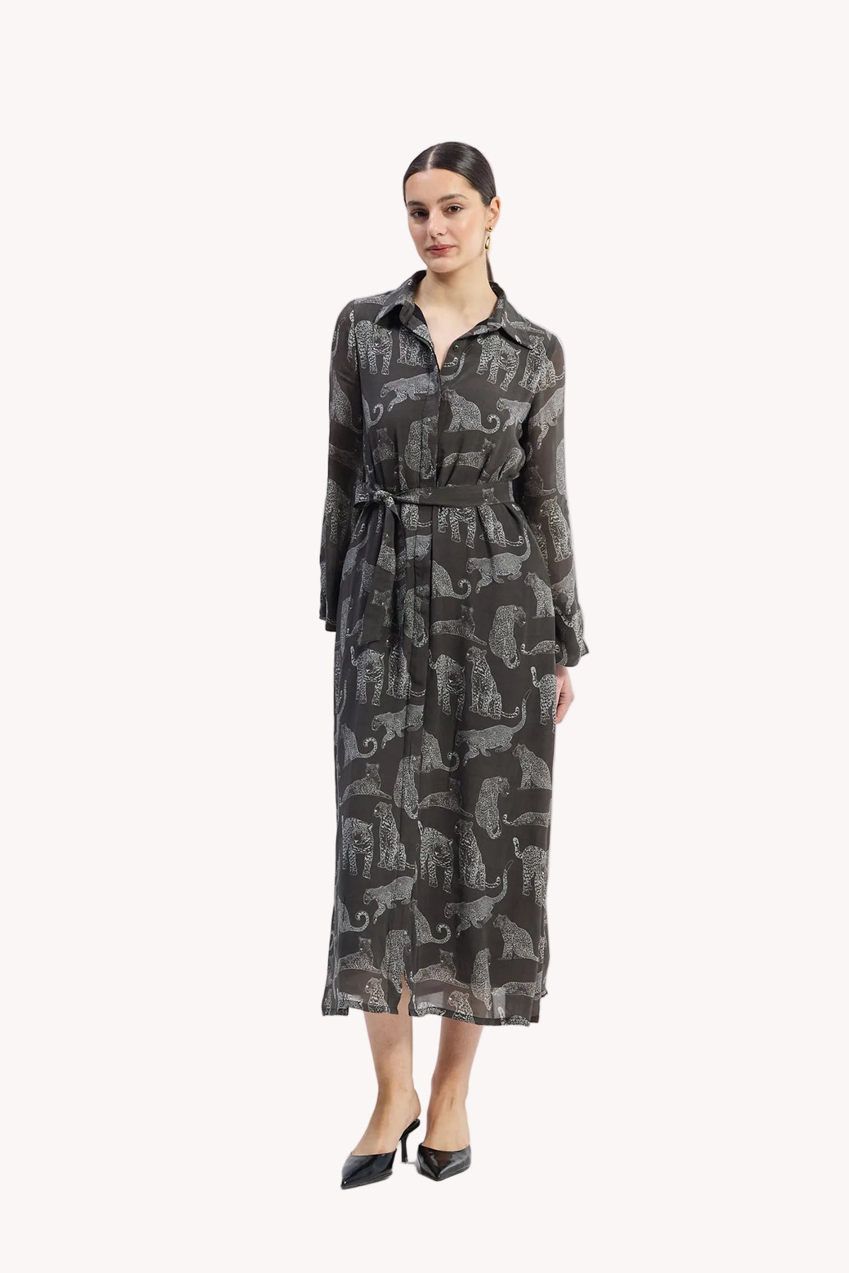 Relaxed-fit Shirt Dress in Animal Print