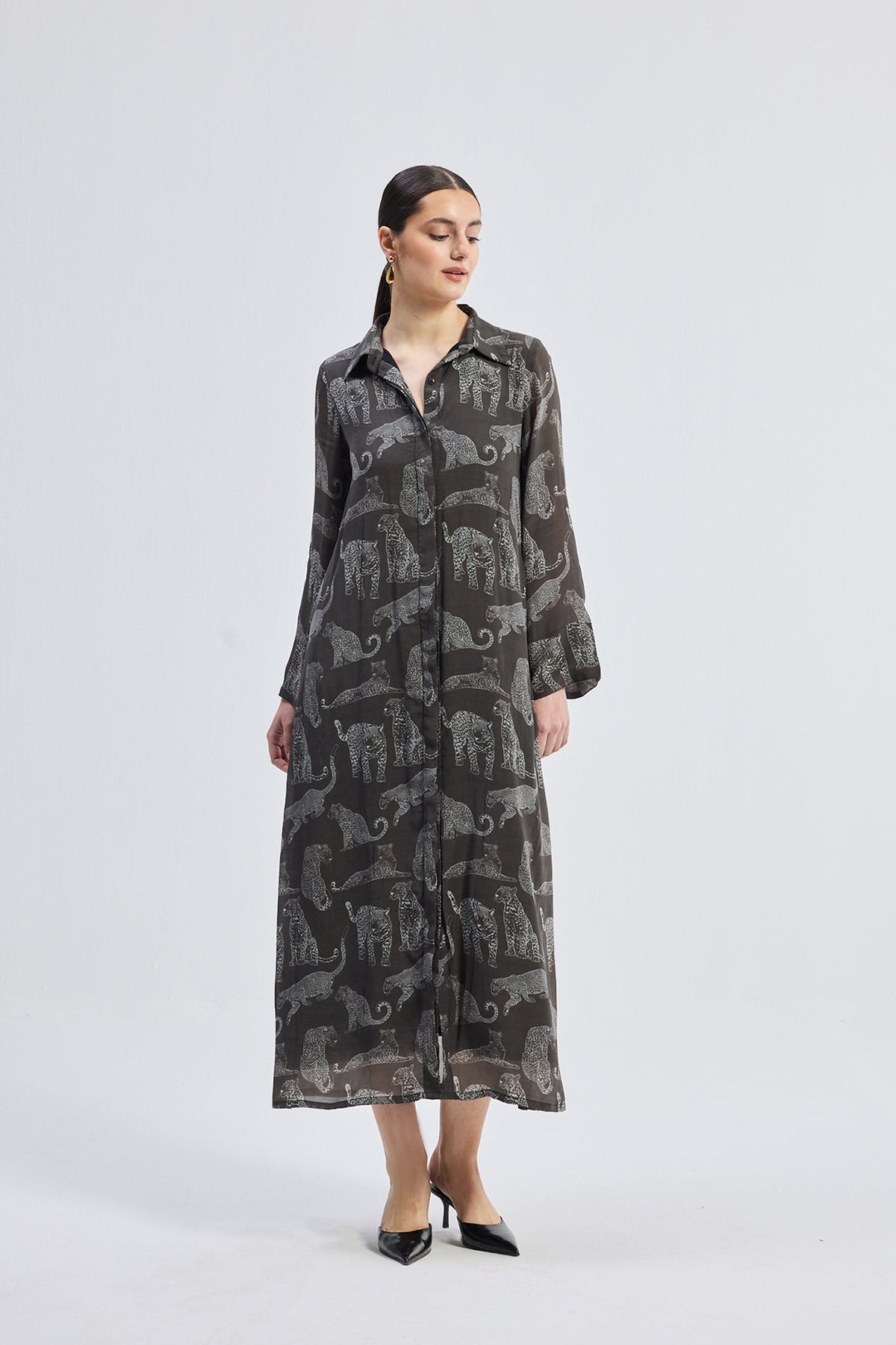 Relaxed-fit Shirt Dress in Animal Print