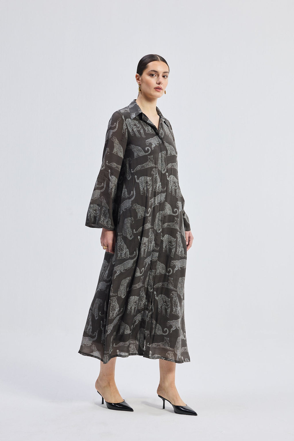 Relaxed-fit Shirt Dress in Animal Print