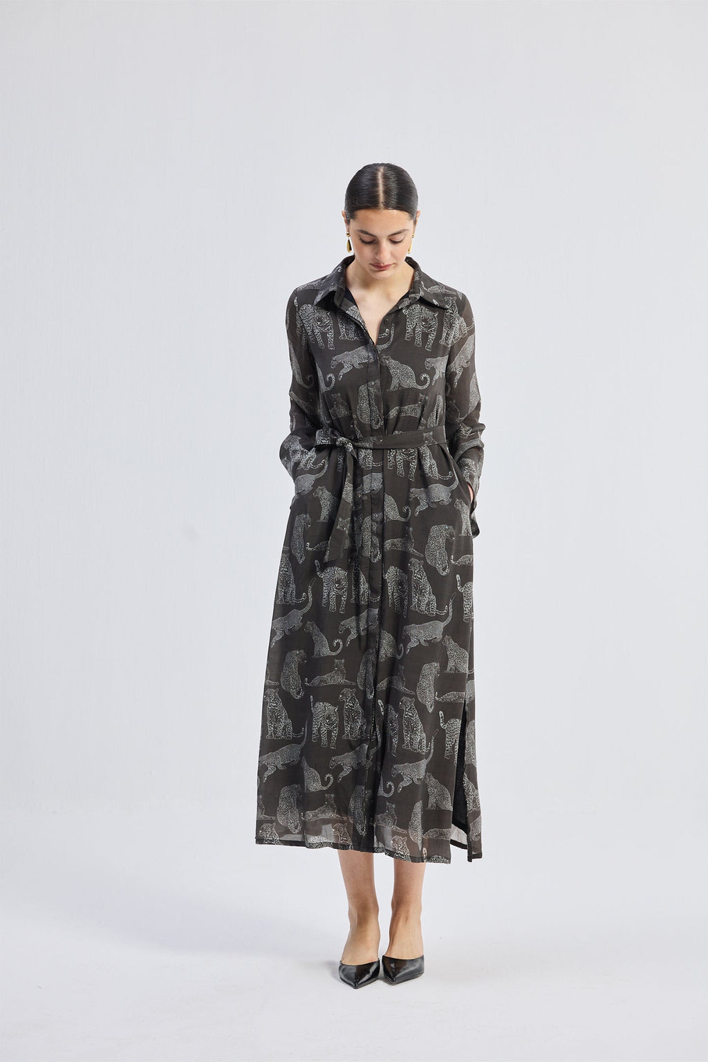 Relaxed-fit Shirt Dress in Animal Print