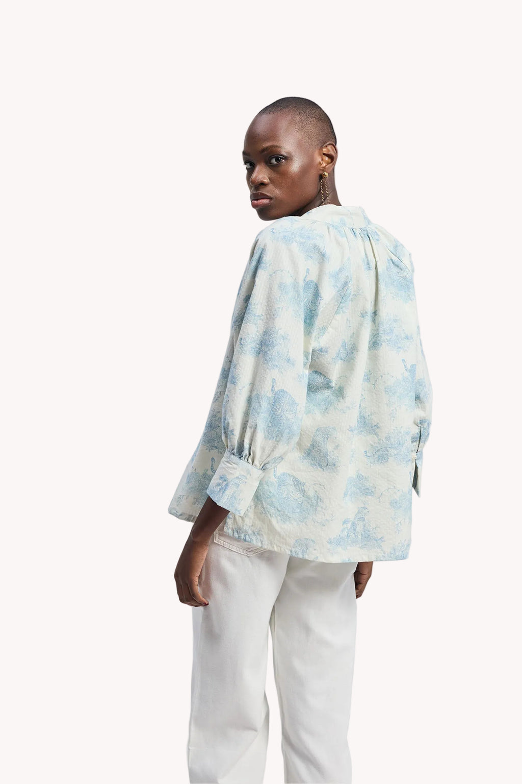 Relaxed-fit Shirt with Drawstring in Animal Print