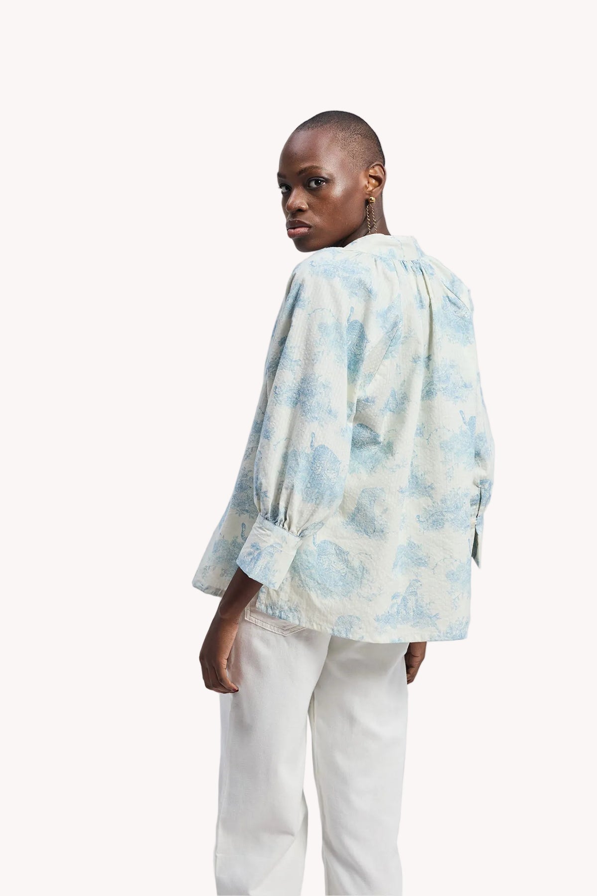 Relaxed-fit Shirt with Drawstring in Animal Print