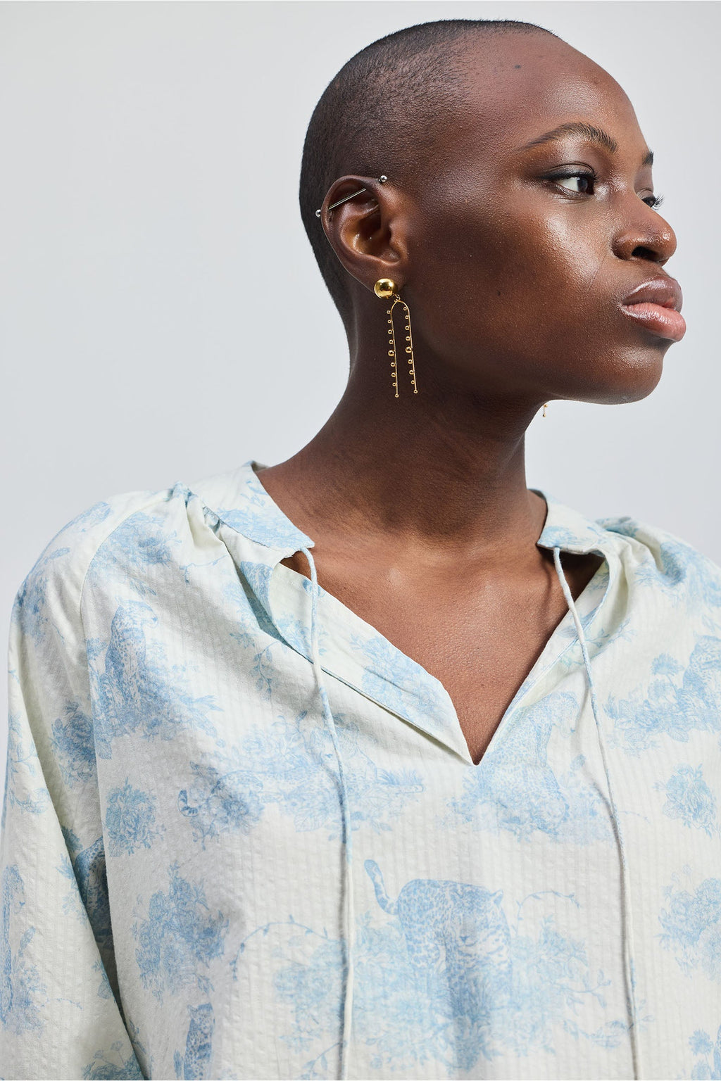 Relaxed-fit Shirt with Drawstring in Animal Print