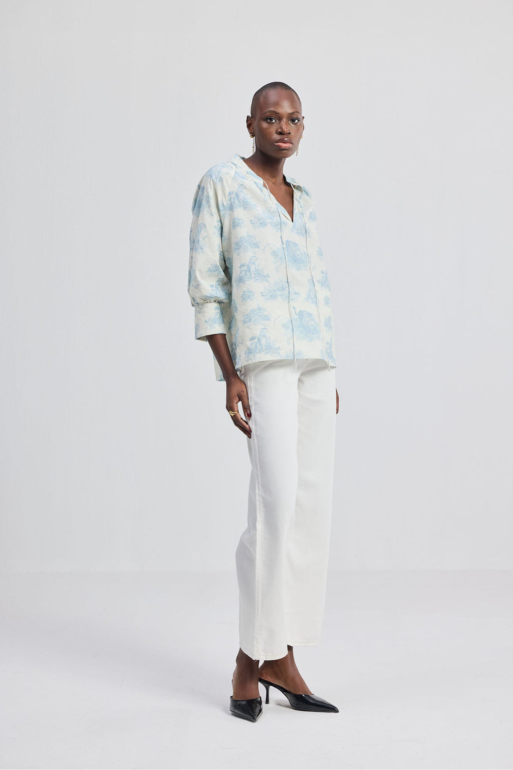 Relaxed-fit Shirt with Drawstring in Animal Print