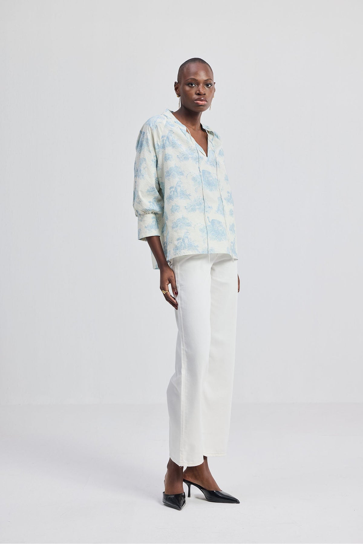 Relaxed-fit Shirt with Drawstring in Animal Print