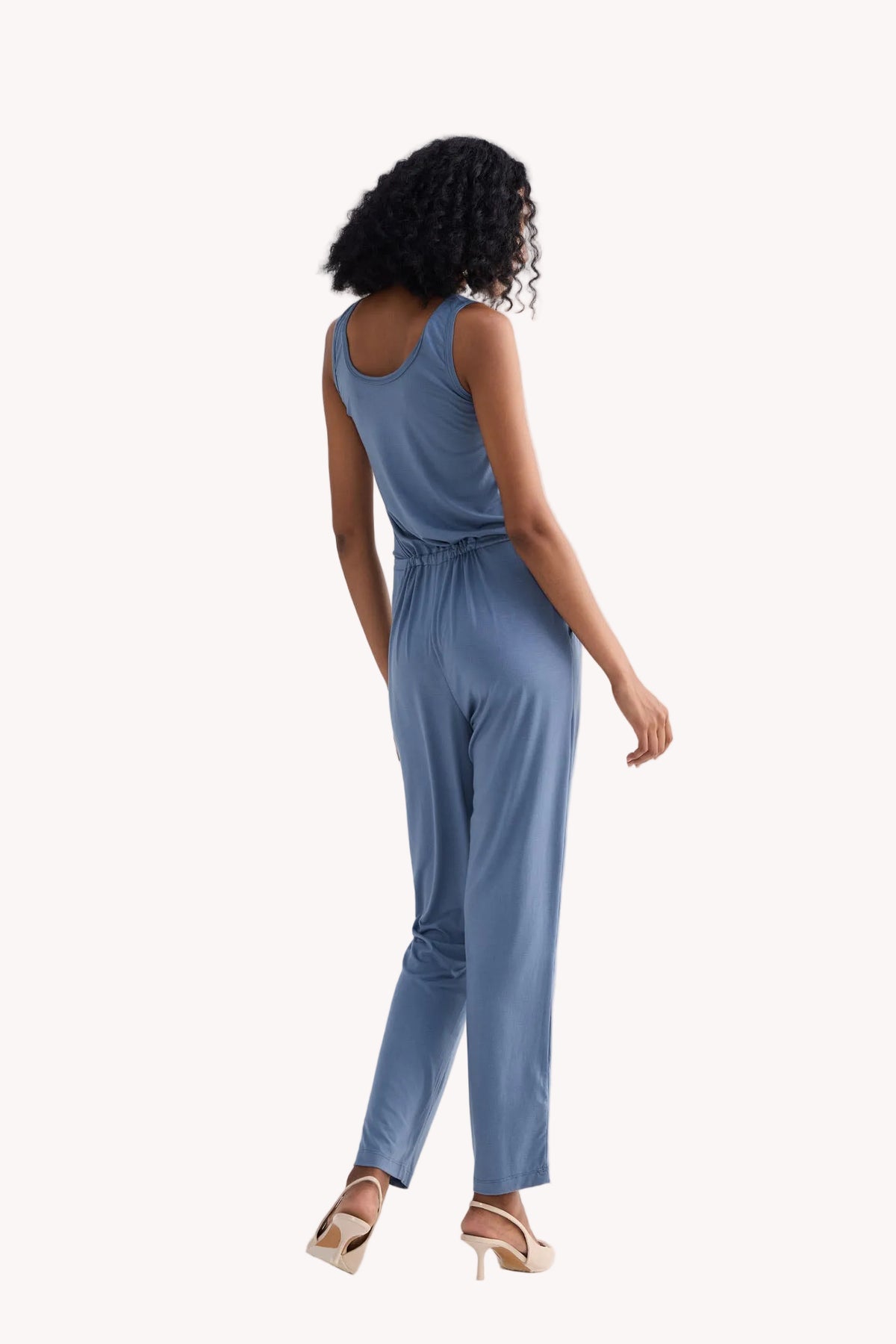 Relaxed Drawstring Jumpsuit in Blue