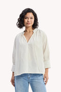 Relaxed Fit Top with Front-tie in Cream