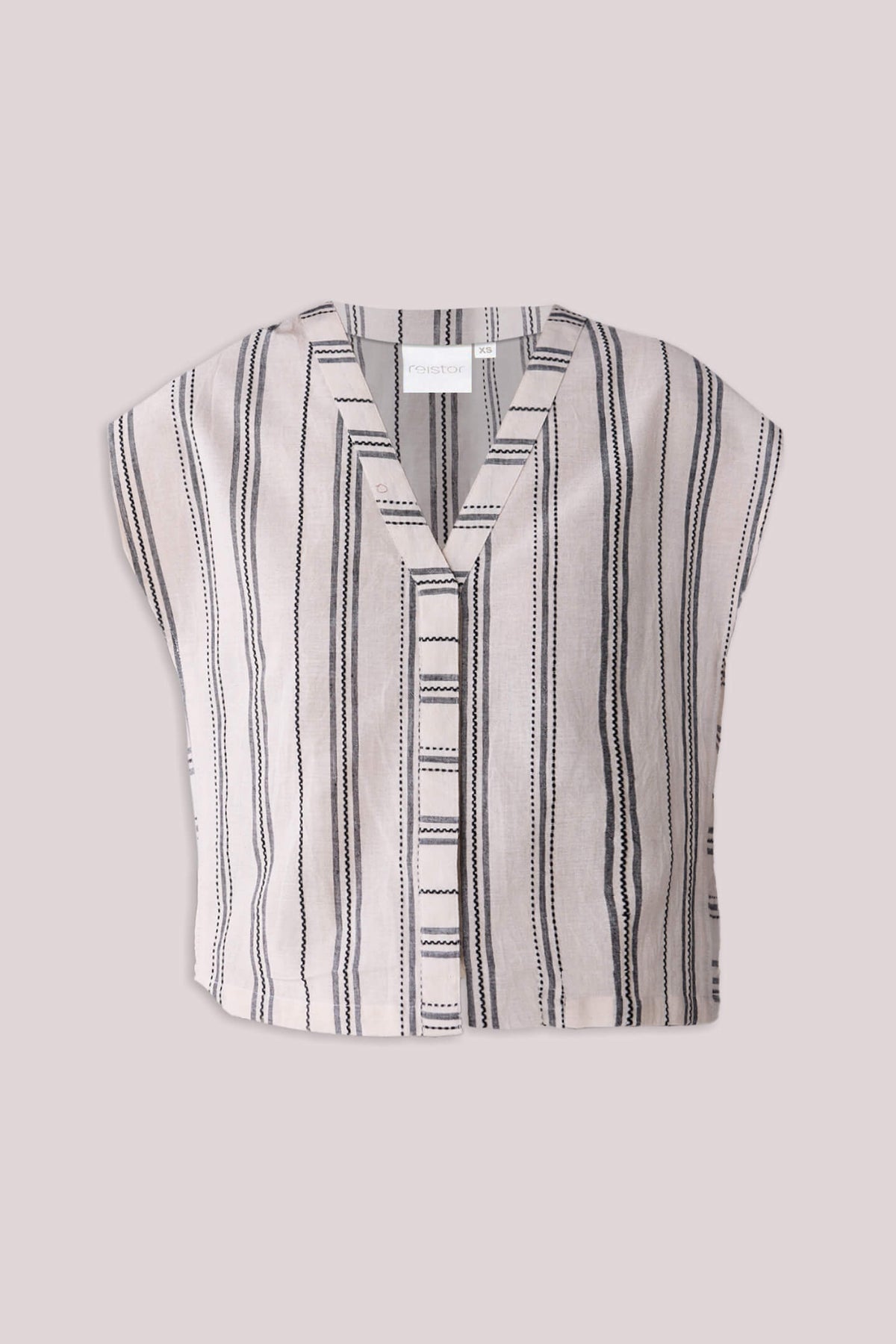 Relaxed V-neck Top in Stripes
