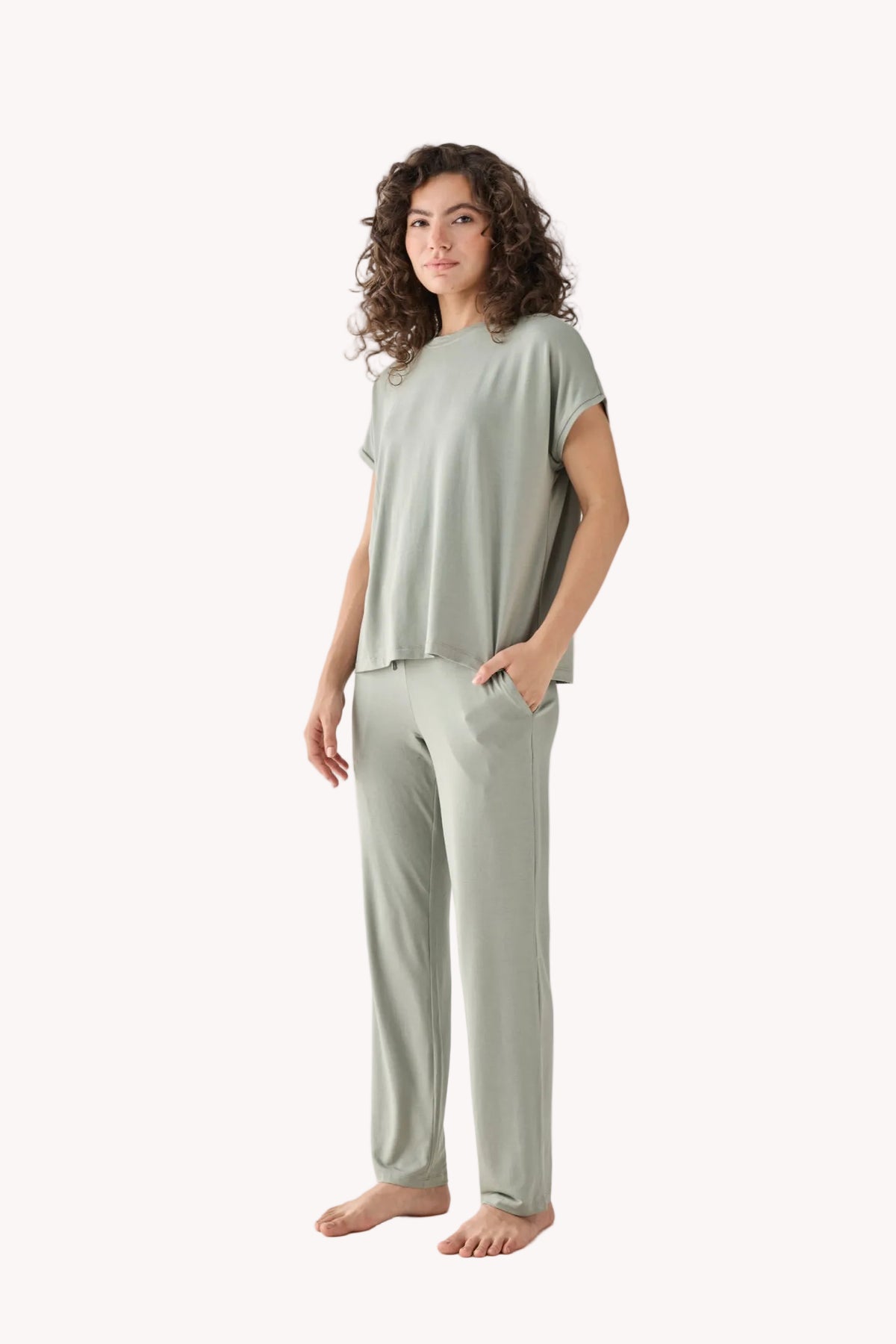 Relaxed Tee Set in Olive