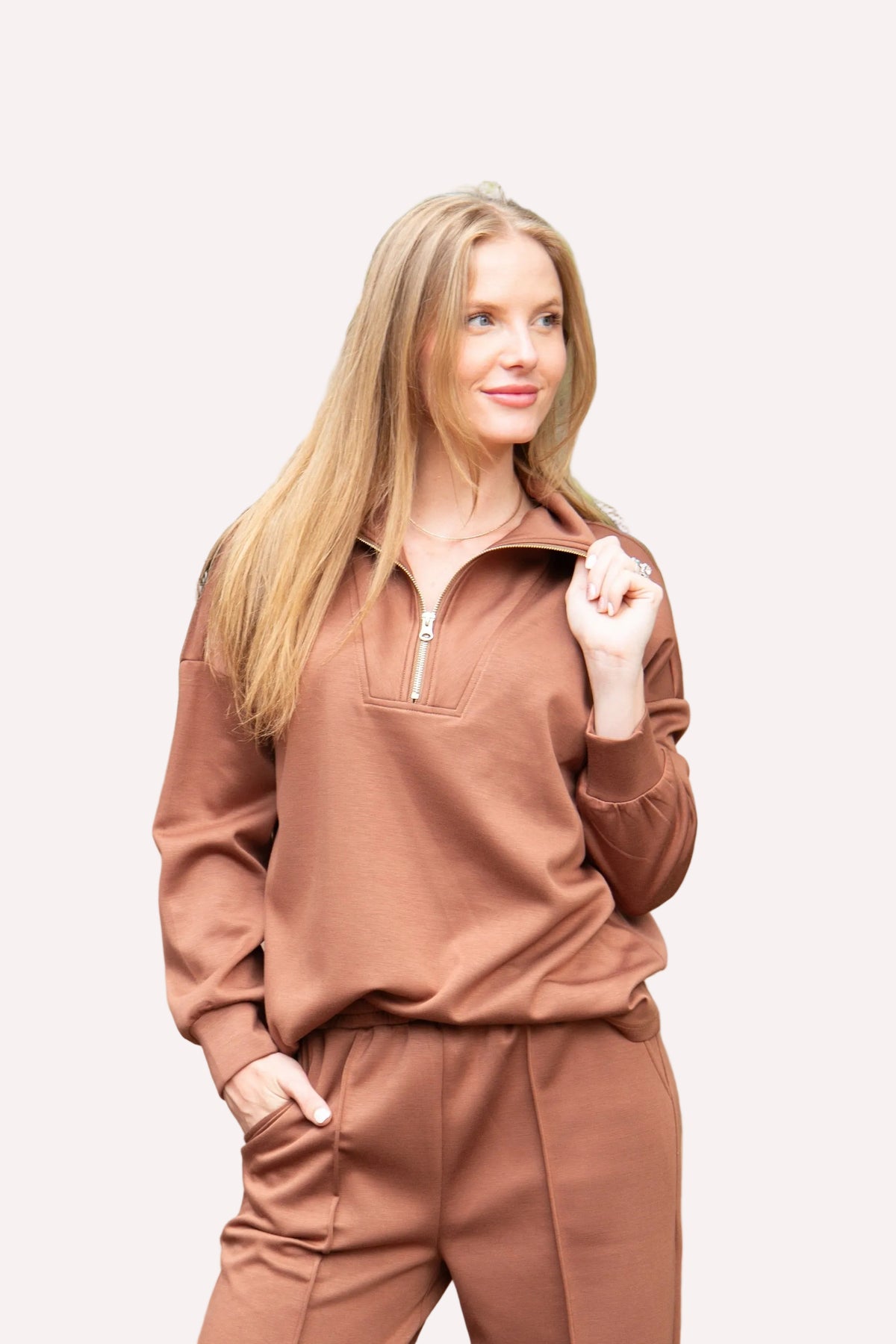 Butter Soft Quarter-Zip Top, Brown