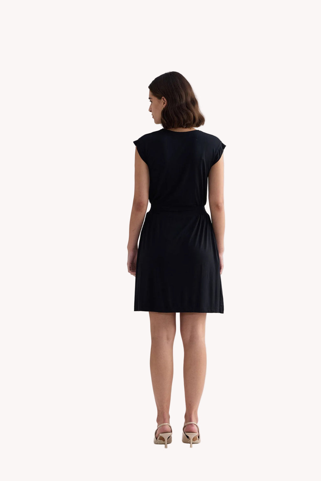 Short Dress With Smocking Side Detail in Black
