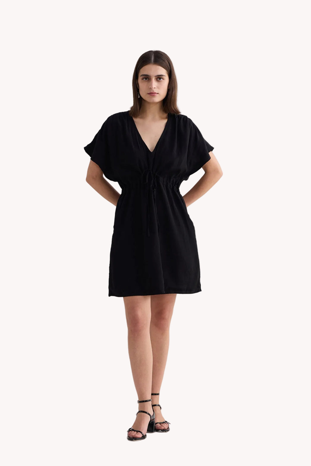 Oversized Gathered Short Dress in Black