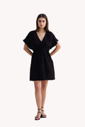 Oversized Gathered Short Dress in Black