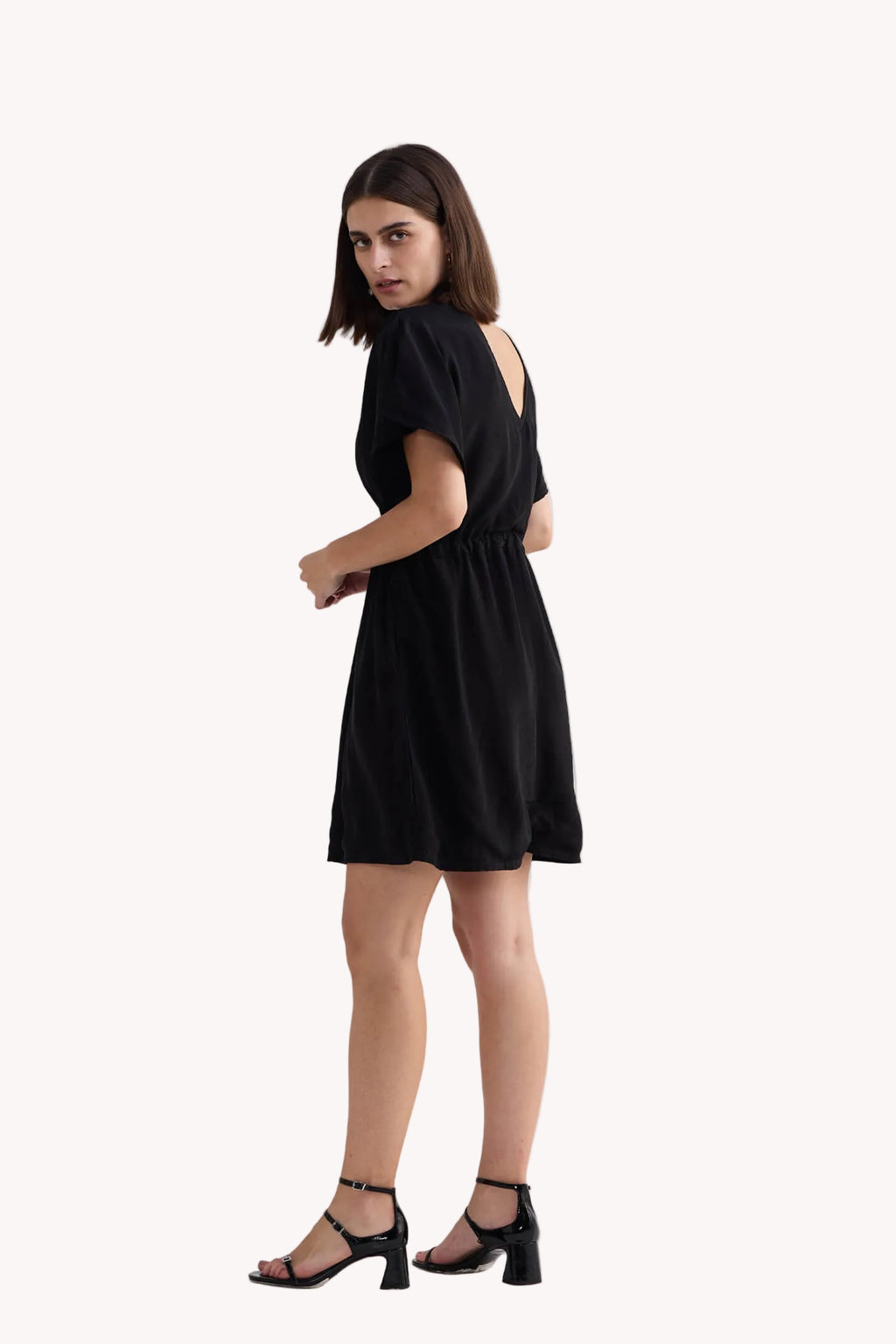Oversized Gathered Short Dress in Black