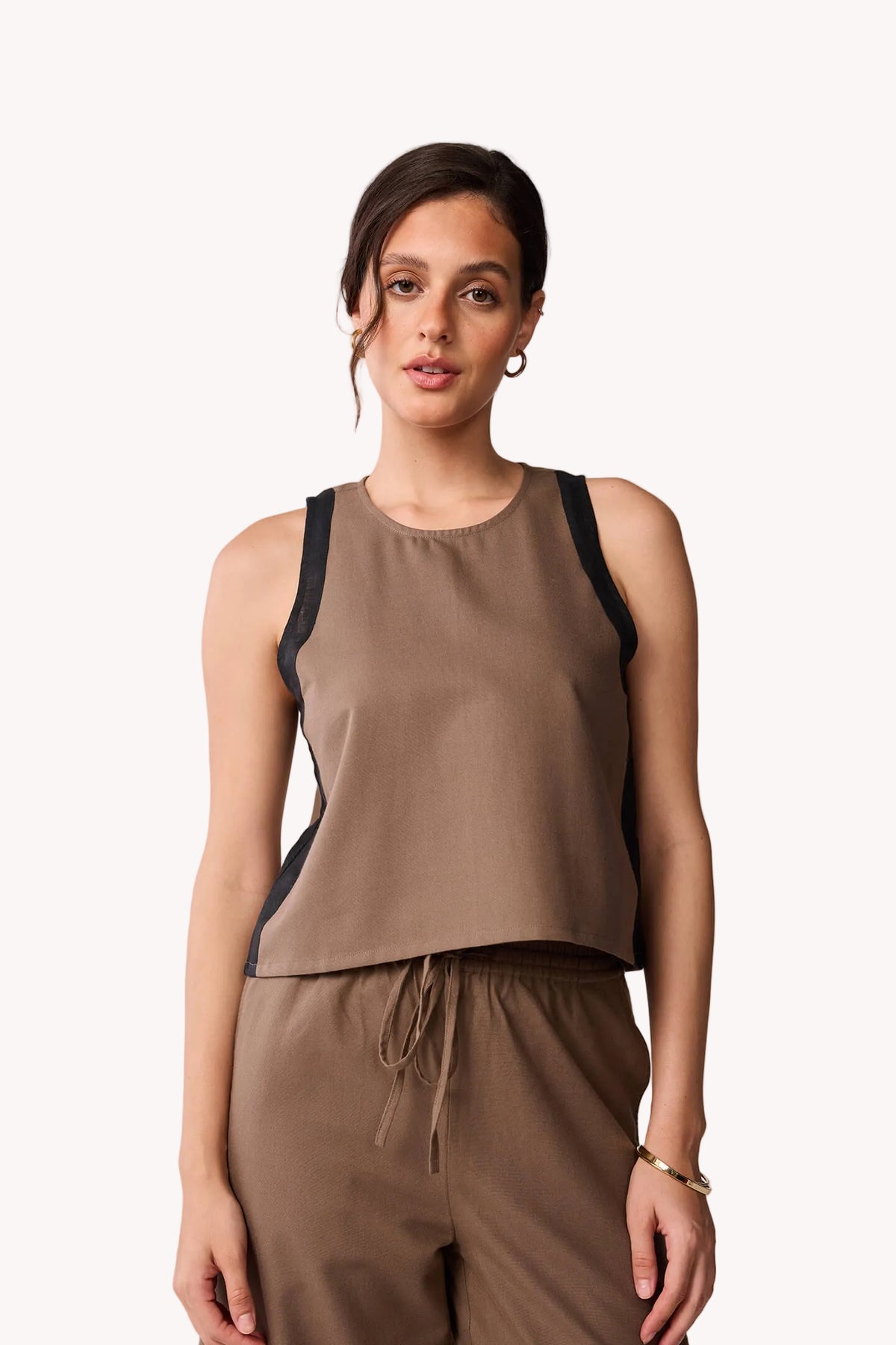 Sleeveless Colorblock Top in Brown and Black